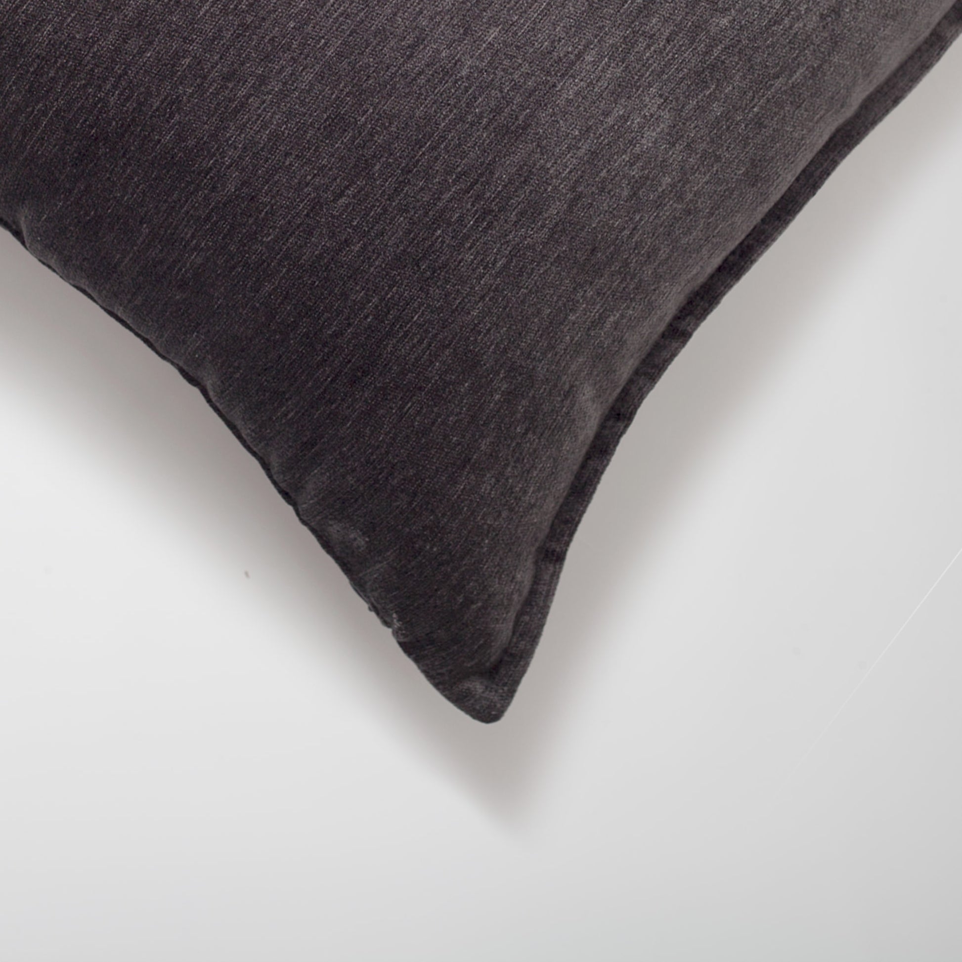 Eliza | Dark Gray Textured Velvet-Look Flanged Square 20''x20'' Throw Pillow Cover