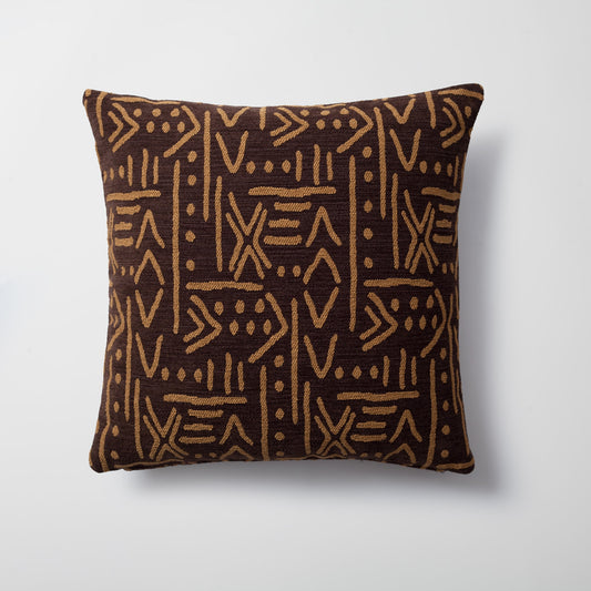 Icon | Brown Ethnic Tribal Boucle Woven Square 18''x18'' Throw Pillow Cover