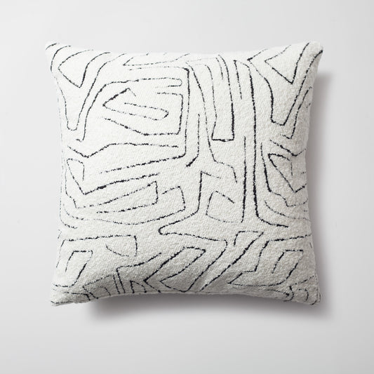 Amorf | White Abstract Minimal Design Textured Square 20"x20'' Throw Pillow Cover