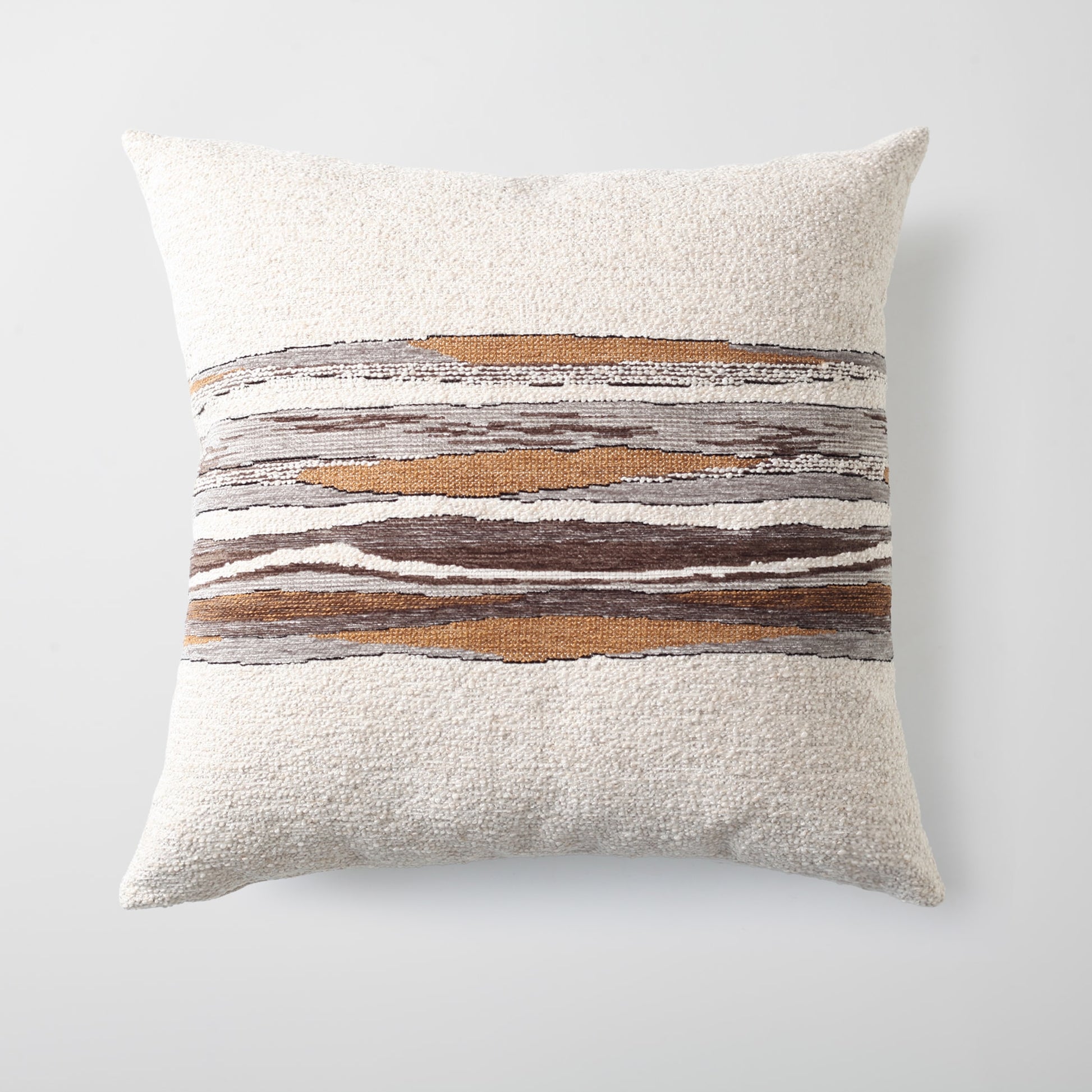 Combos | Mustard Textured Abstract Striped Neutral Square 20"x20'' Throw Pillow Cover