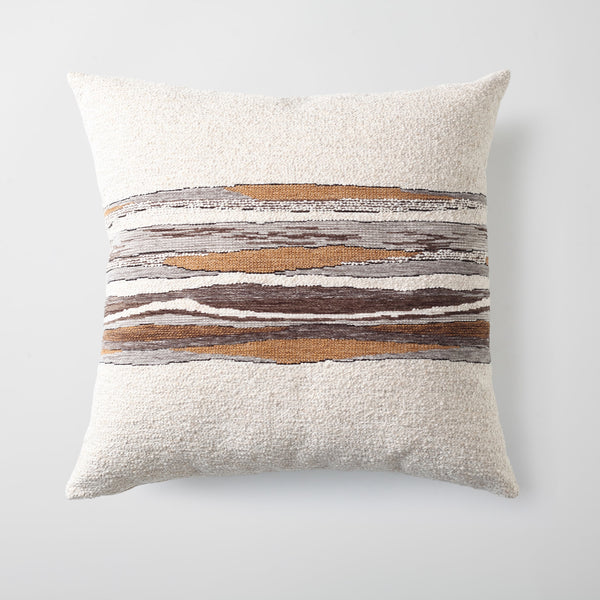 Mustard textured abstract striped neutral throw pillow cover 20"x20"