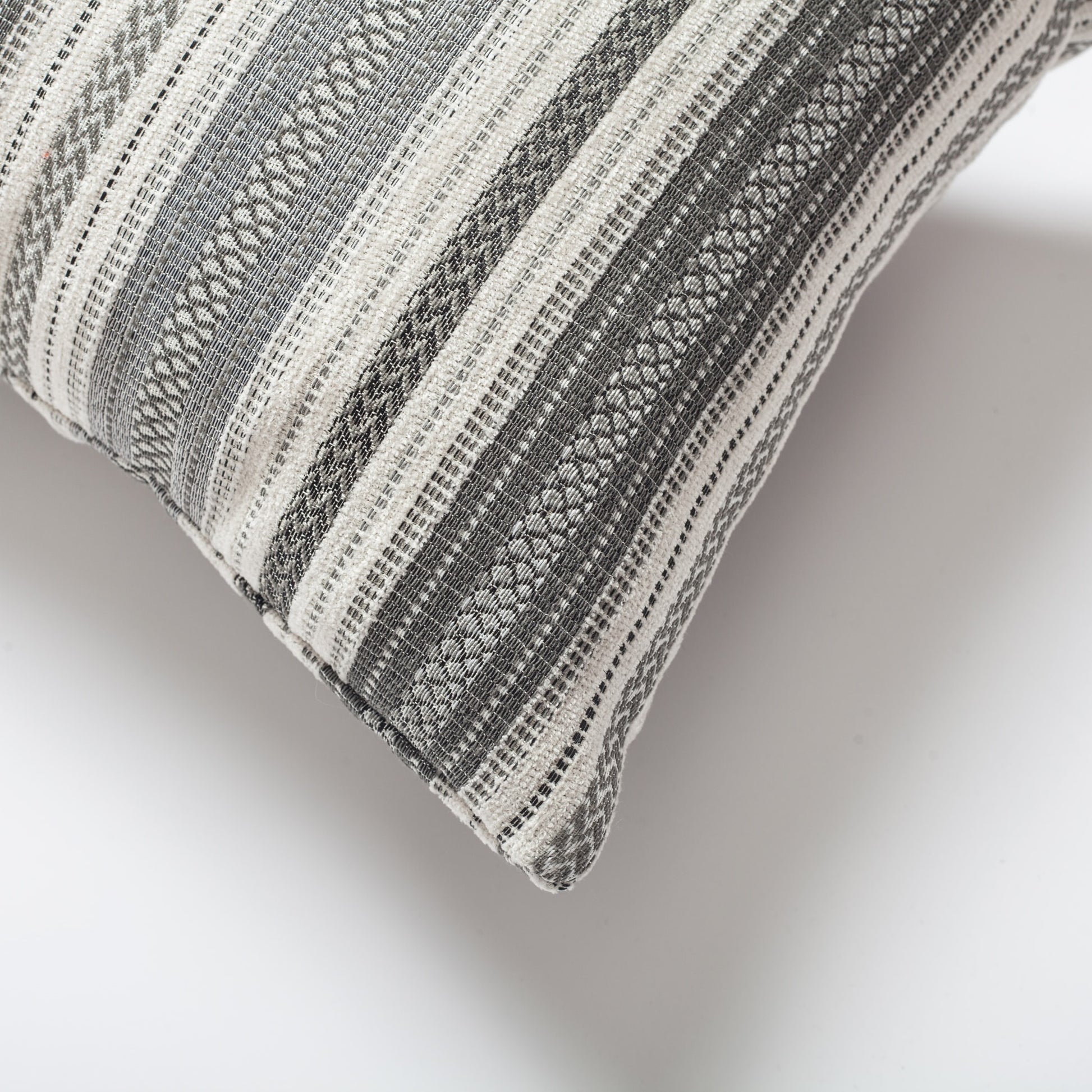 Boho | Gray Woven Striped Pattern Textured Lumbar 12"x20'' Throw Pillow Cover