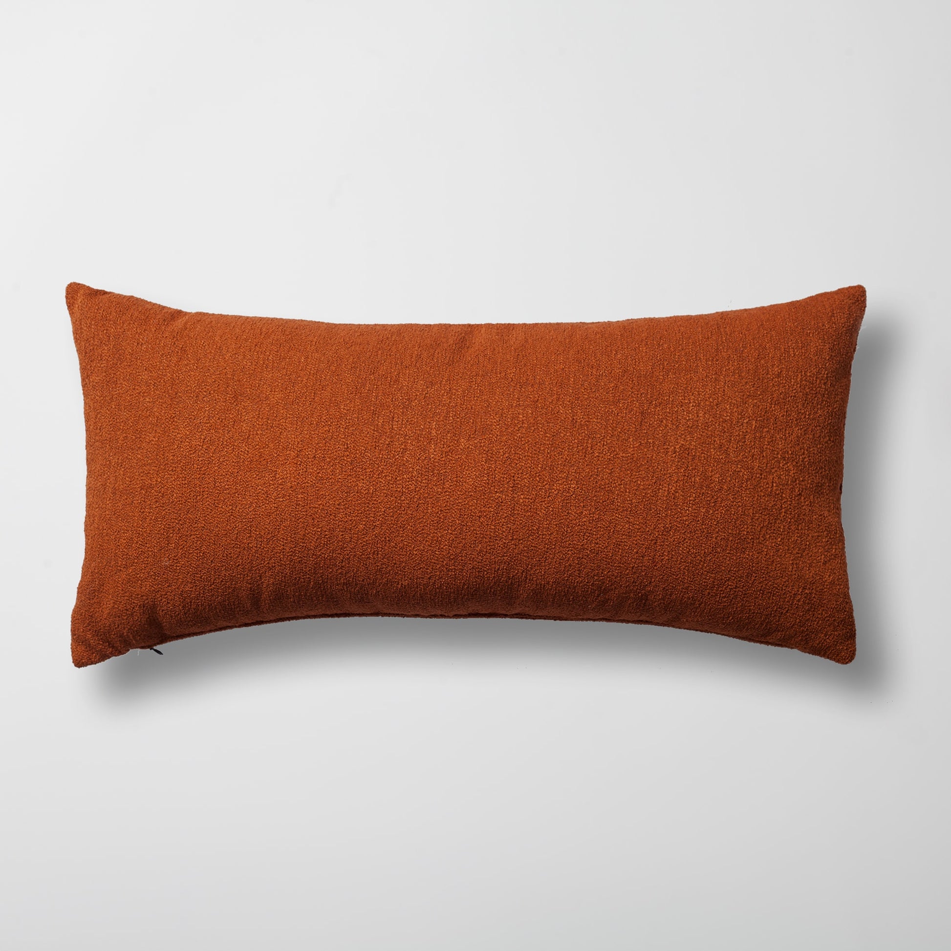 Julia | Burnt Orange Boucle Textured Solid Long Lumbar 14"x28" Throw Pillow Cover