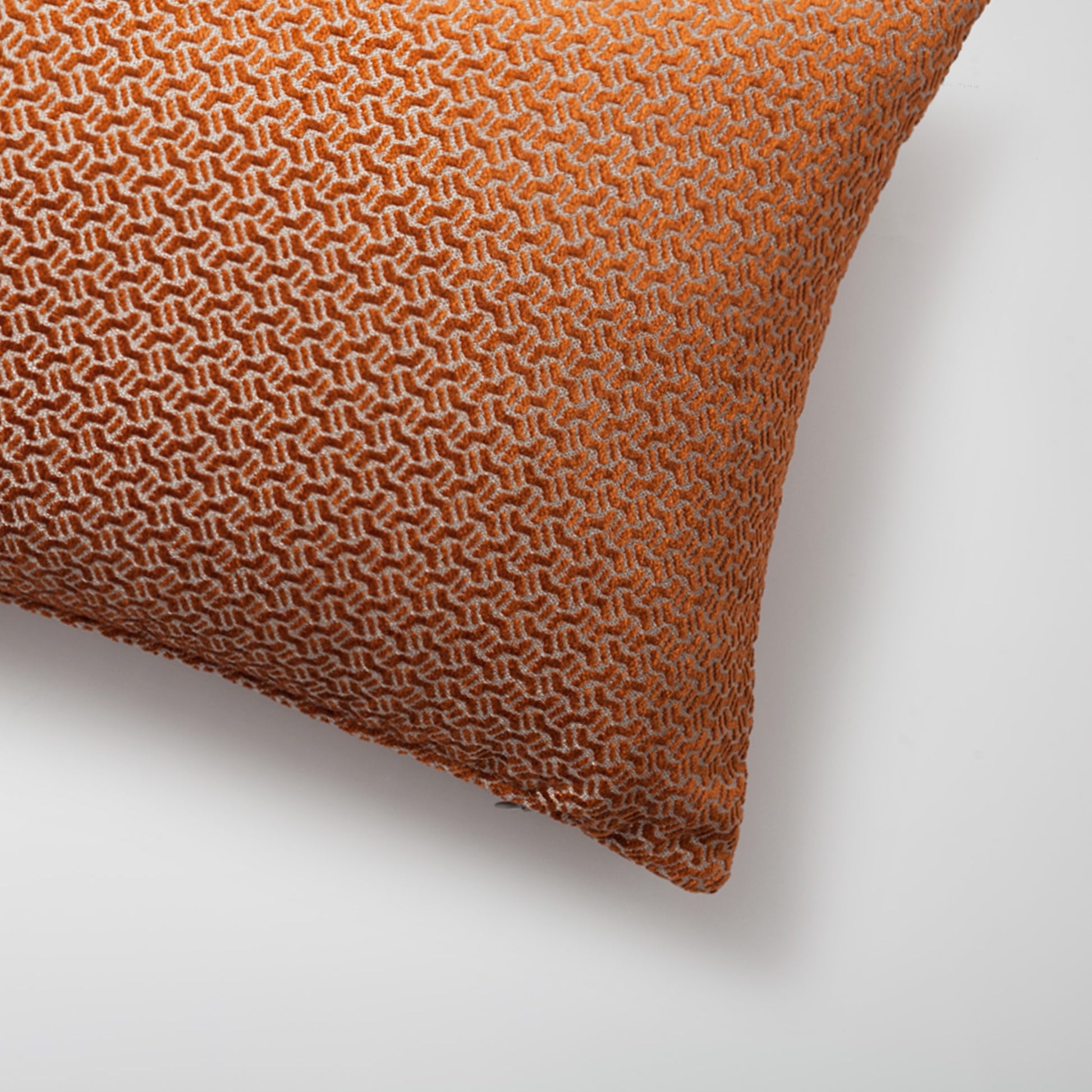 Arte | Burnt Orange Small Geometric Patterned Velvet Textured Lumbar 12"x20'' Throw Pillow Cover
