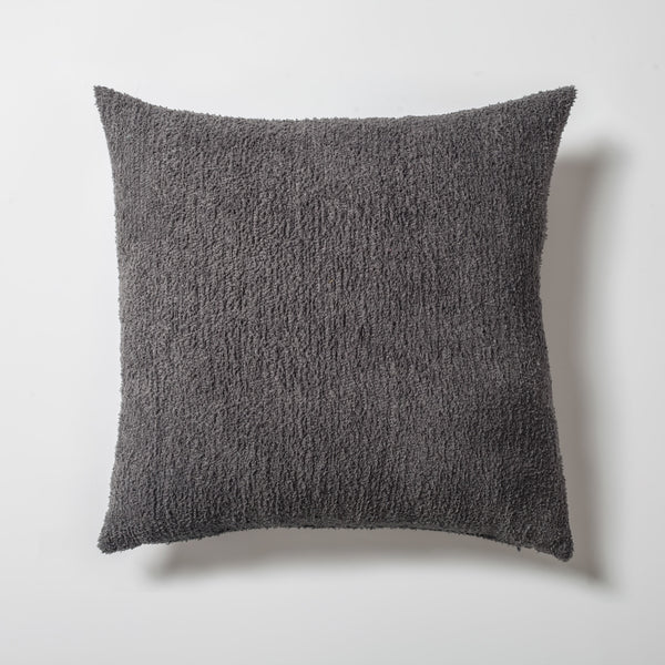 Dark gray plush soft textured square throw pillow cover 20"x20"