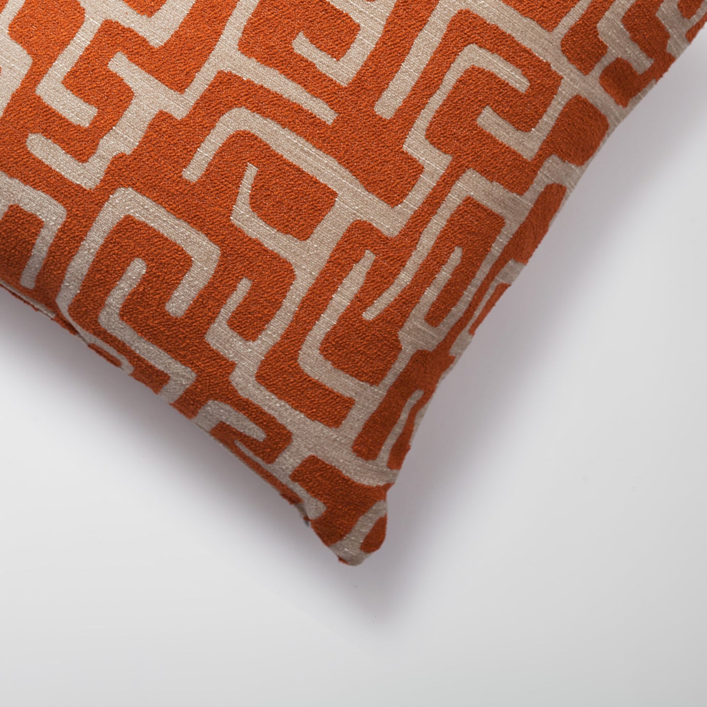 Norm | Burnt Orange Textured Geometric Maze Square 20''x20'' Throw Pillow Cover
