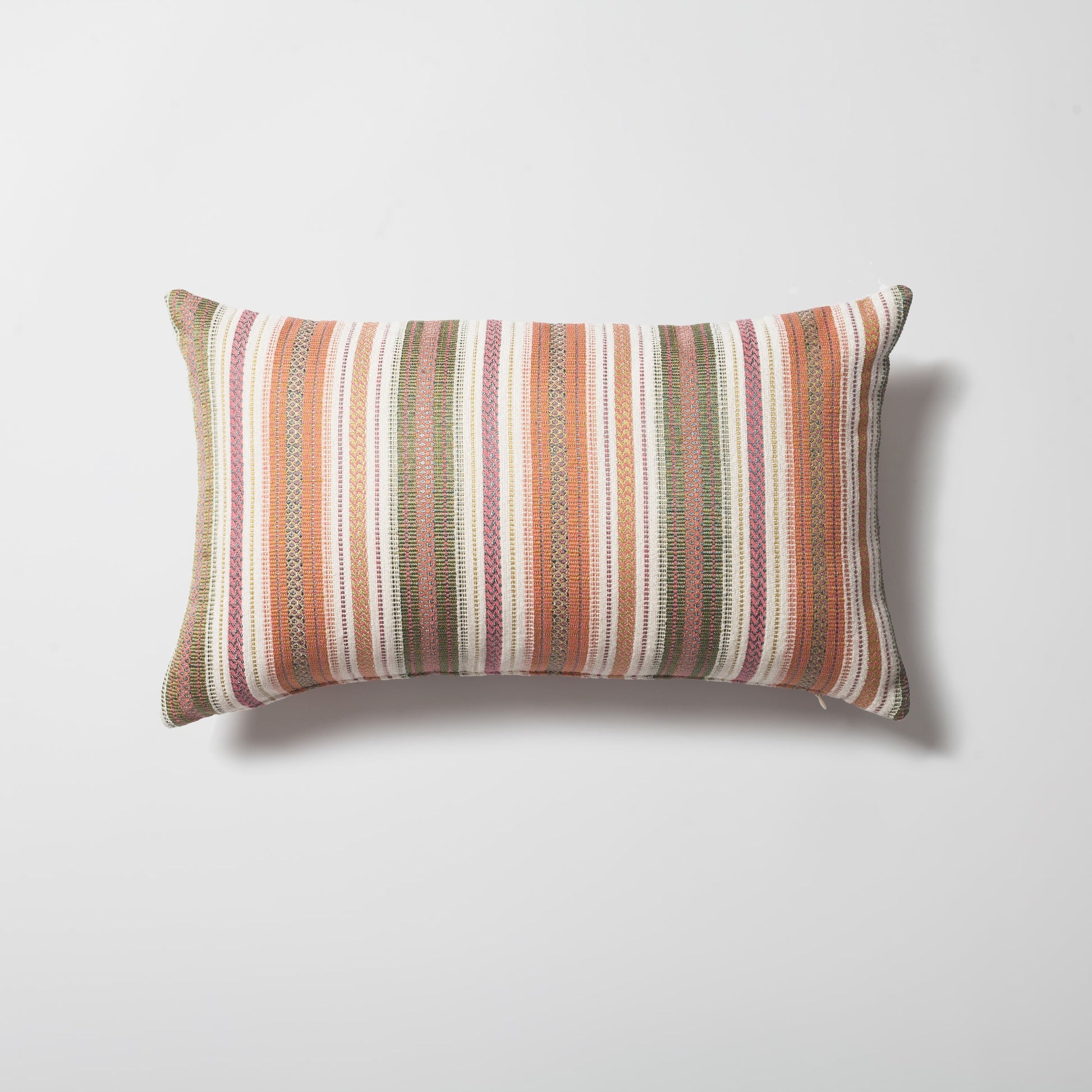 Boho | Orange Woven Striped Pattern Textured Lumbar 12"x20'' Throw Pillow Cover