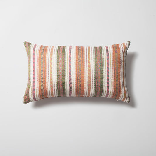 Boho | Orange Woven Striped Pattern Textured Lumbar 12"x20'' Throw Pillow Cover