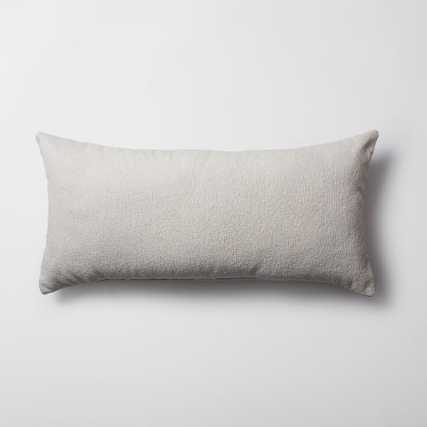 White boucle textured solid long throw pillow cover 14"x28"