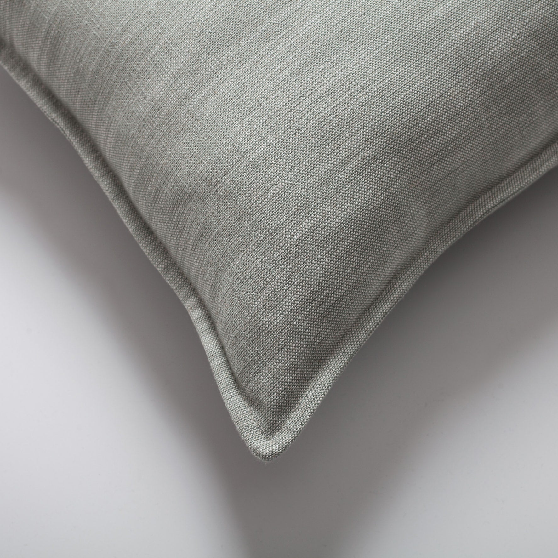 Porto | Mint Blue Neutral Solid Linen-Blend Flanged Square 20''x20'' Throw Pillow Cover