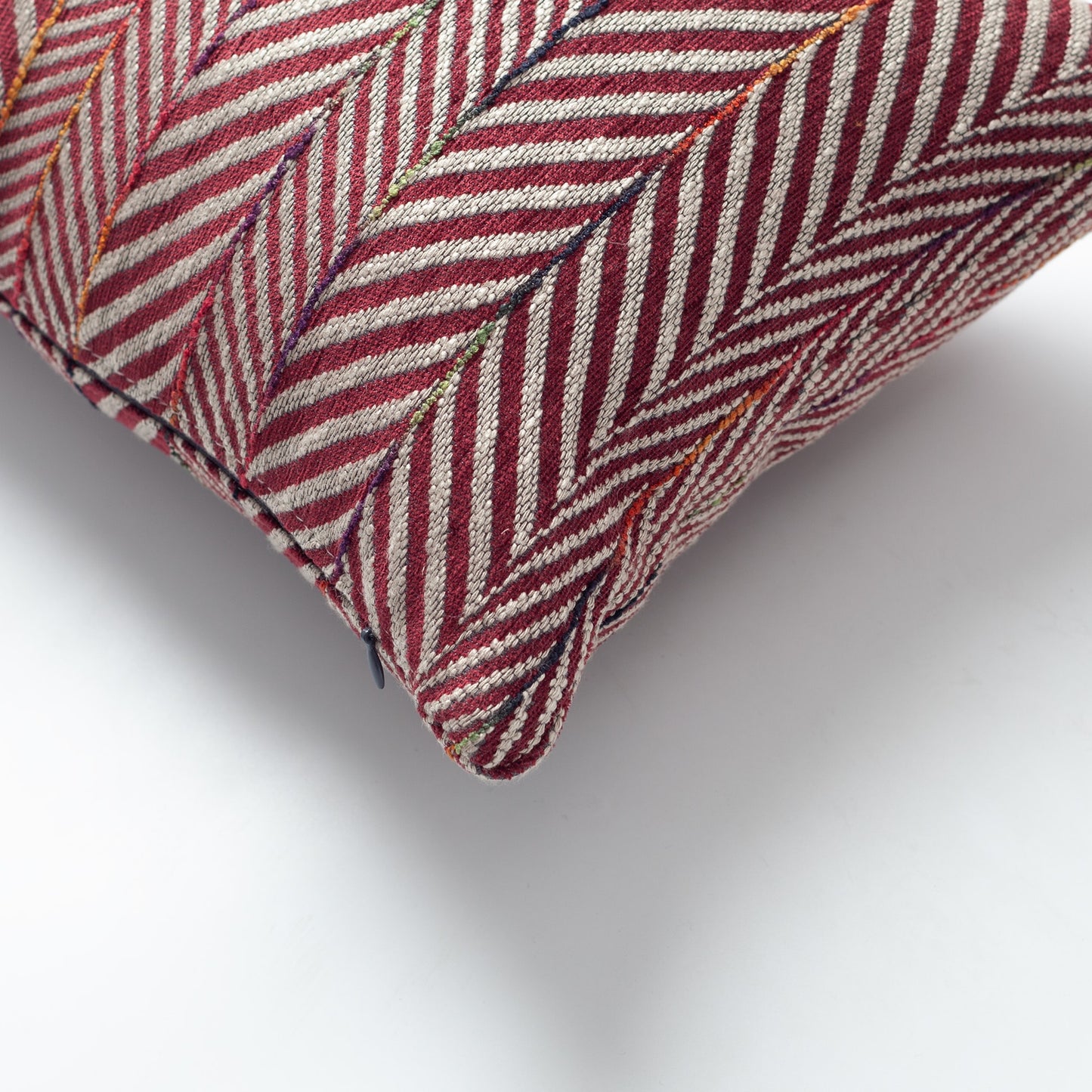 Sense | Burgundy Textured Herringbone Stripe Lumbar 12''x20'' Throw Pillow Cover