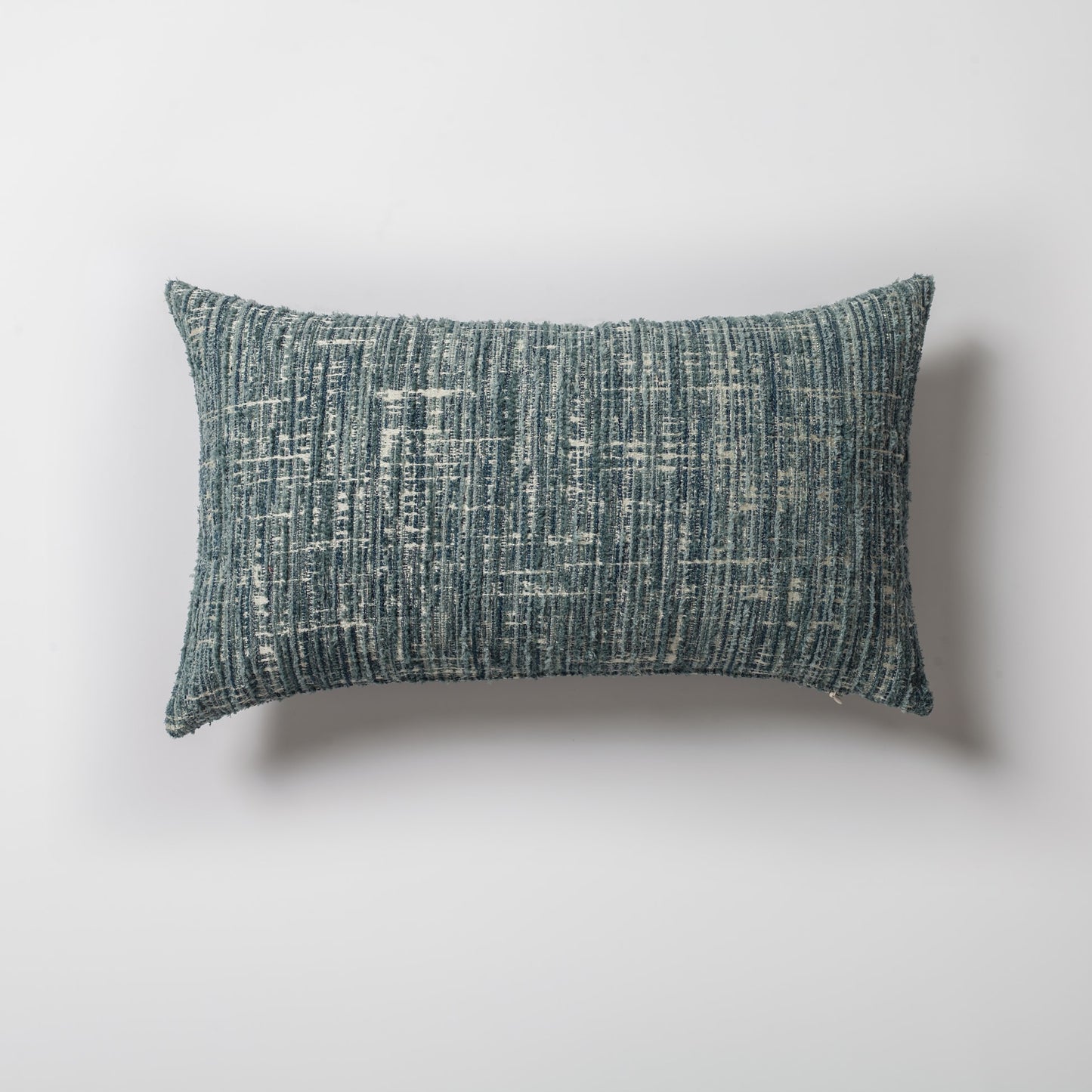 Coco | Blue Heathered Woven Textured Plain Lumbar 12"x20" Throw Pillow Cover
