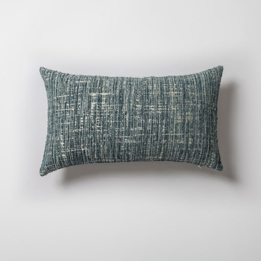 Coco | Blue Heathered Woven Textured Plain Lumbar 12"x20" Throw Pillow Cover