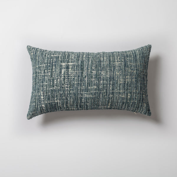 Blue heathered woven textured plain throw pillow cover 12"x20"
