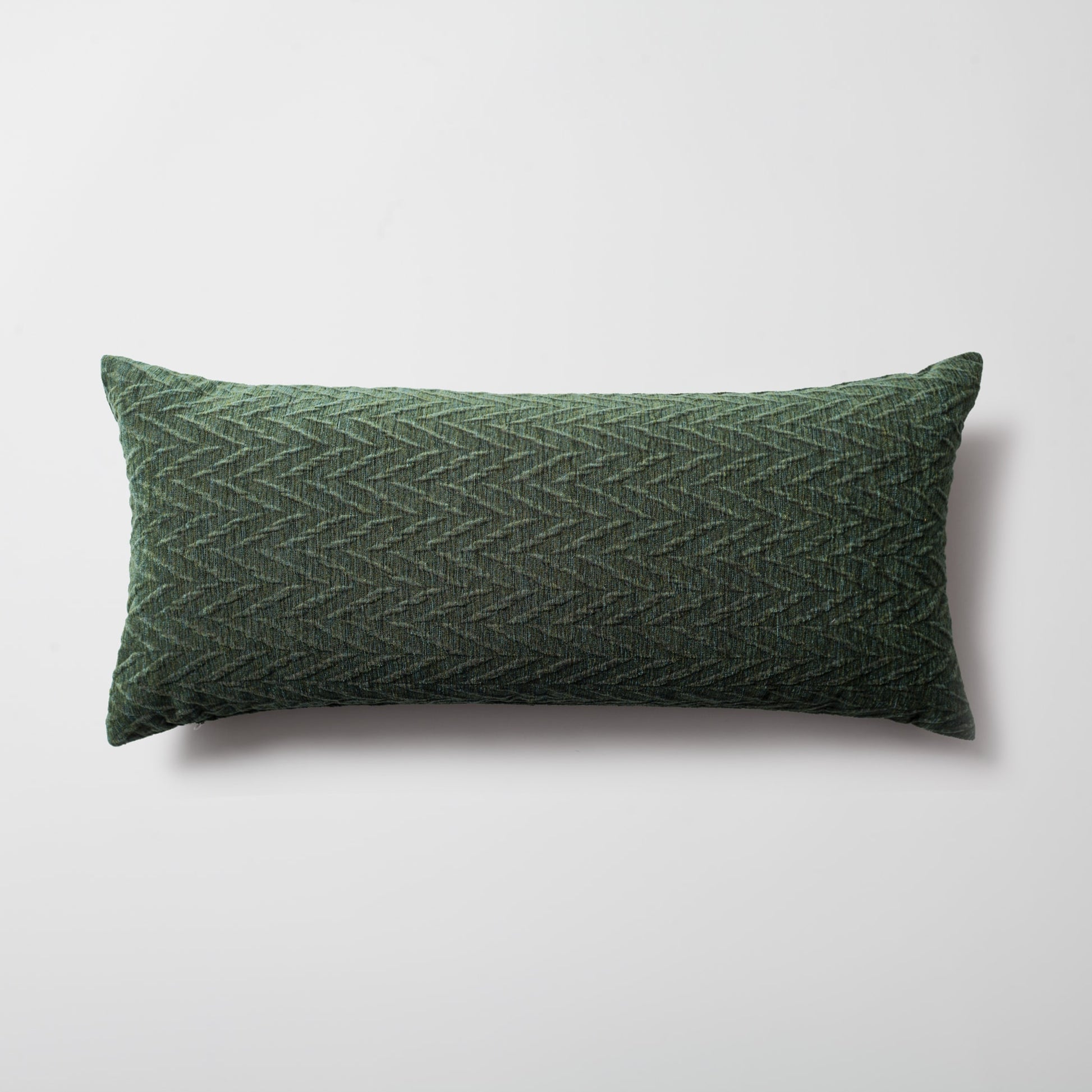 Cello | Green Textured Chevron Long Lumbar 14"x28" Throw Pillow Cover