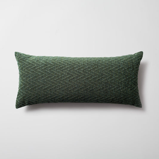Cello | Green Textured Chevron Long Lumbar 14"x28" Throw Pillow Cover