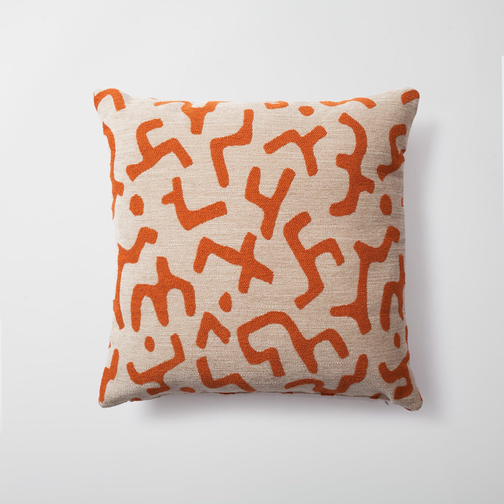 Nandos | Burnt Orange Mud Cloth Design Boucle Textured Square 20''x20'' Throw Pillow Cover