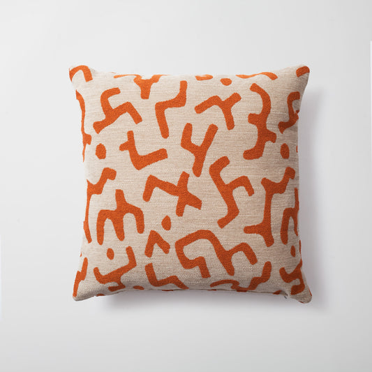 Nandos | Burnt Orange Mud Cloth Design Boucle Textured Square 20''x20'' Throw Pillow Cover
