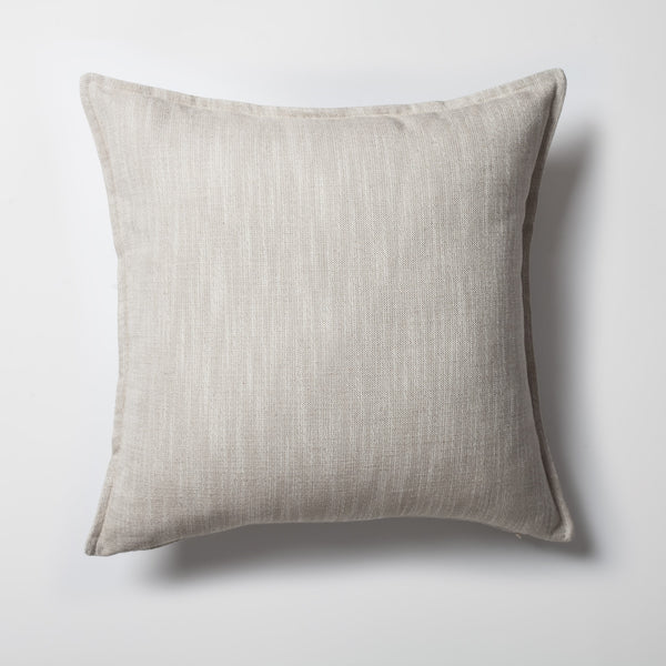 Beige neutral solid linen-blend flanged square throw pillow cover 20"x20"