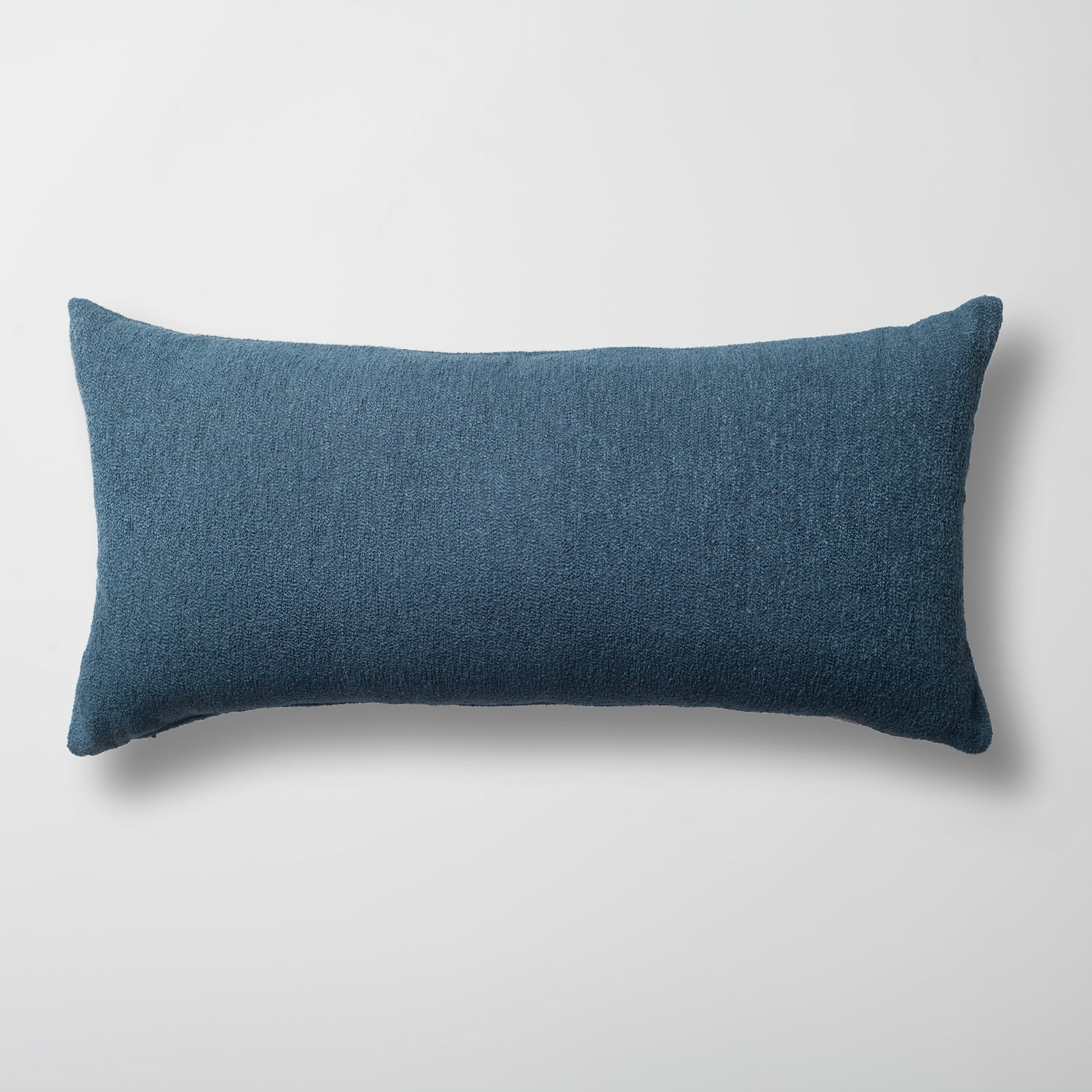 Julia | Teal Blue Boucle Textured Solid Long Lumbar 14"x28" Throw Pillow Cover