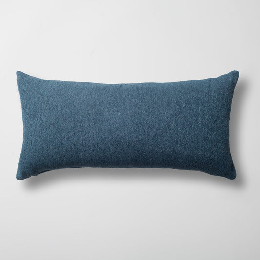 Julia | Teal Blue Boucle Textured Solid Long Lumbar 14"x28" Throw Pillow Cover