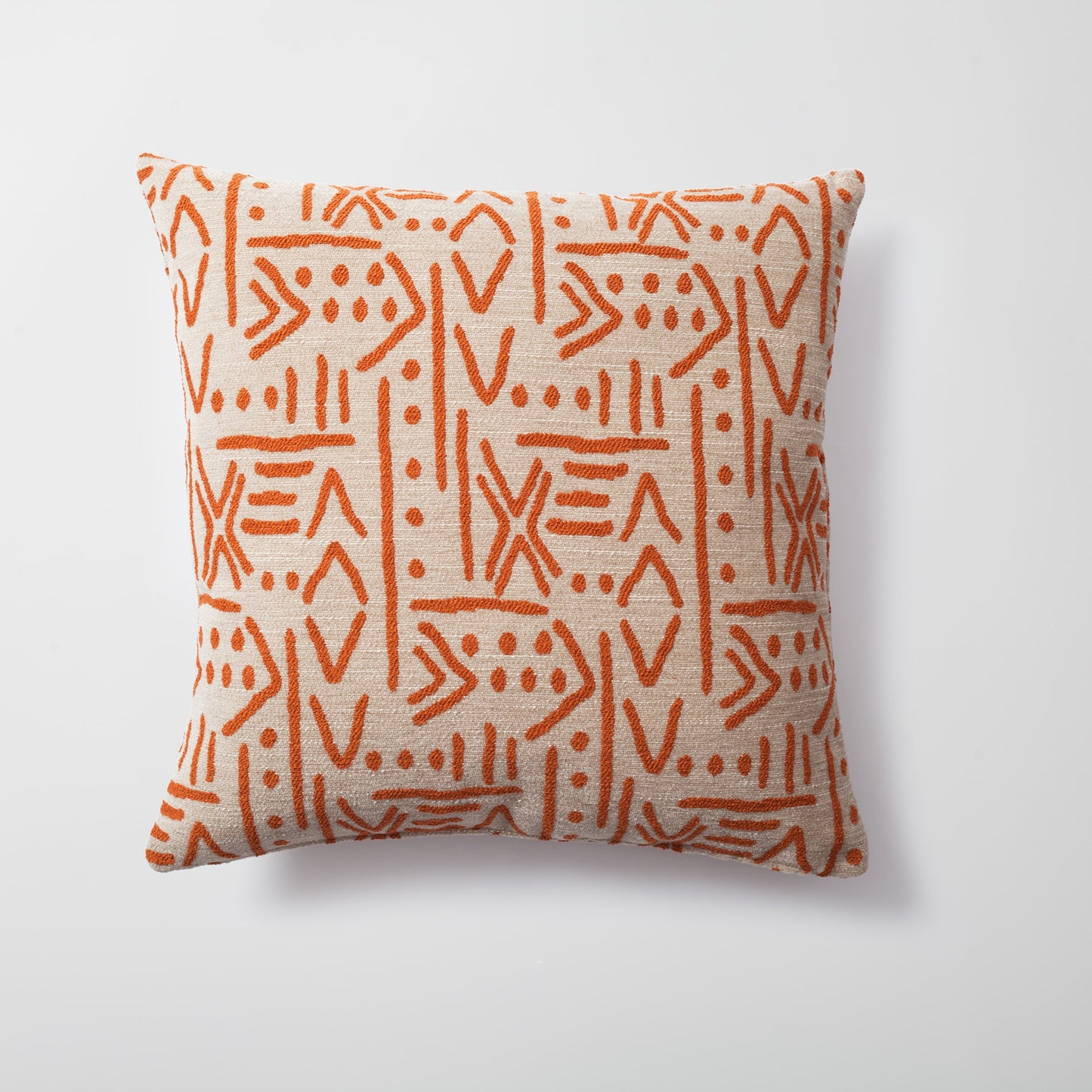 Icon | Orange Ethnic Tribal Boucle Woven Square 18''x18'' Throw Pillow Cover