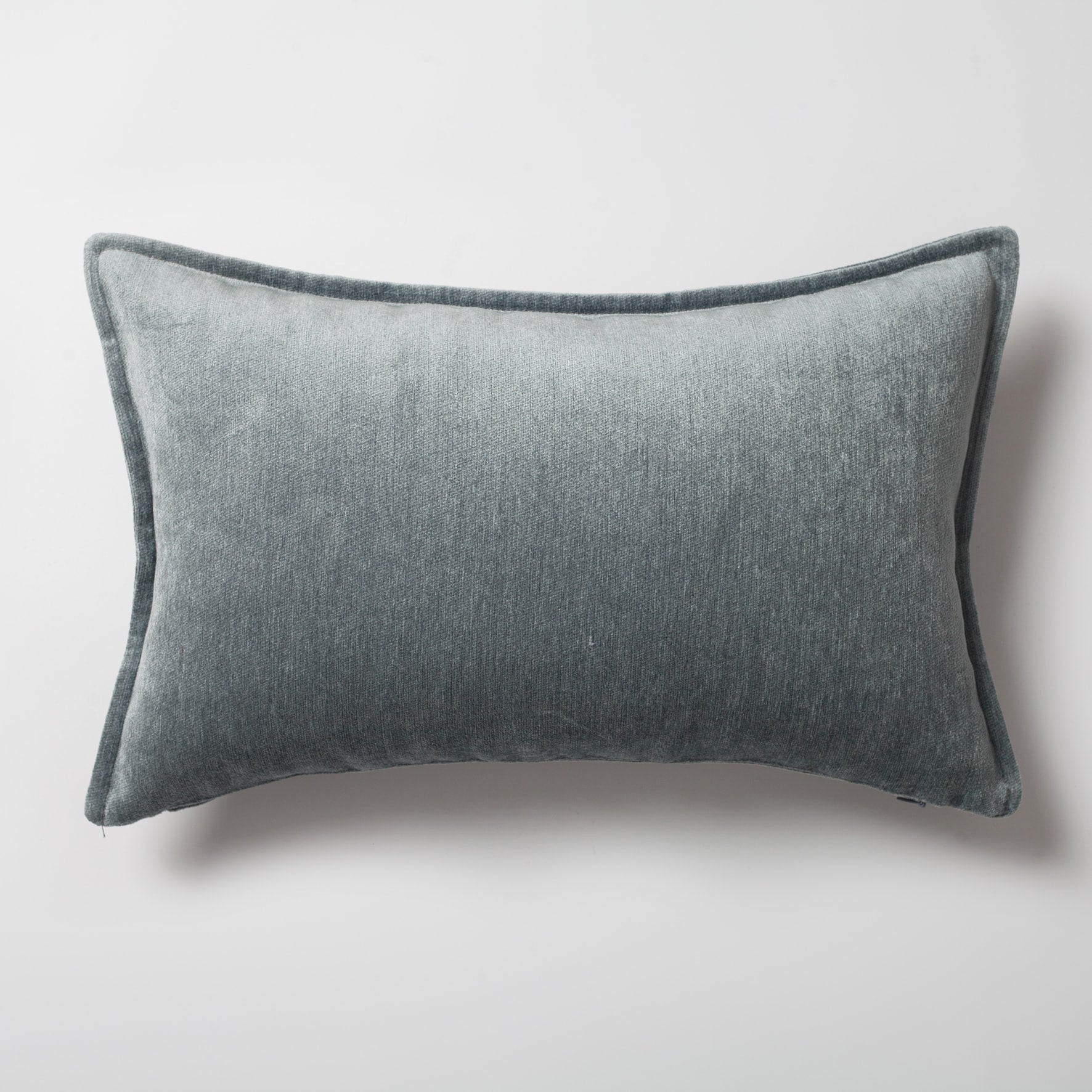 Eliza | Blue Textured Velvet-Look Flanged Lumbar 16''x24'' Throw Pillow Cover