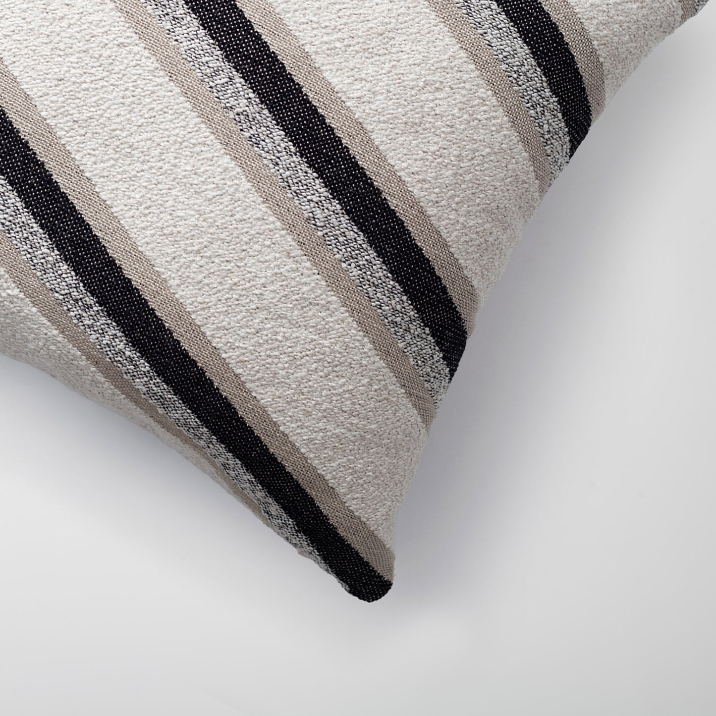 Oblique | Black and White Striped Boucle Textured Square 20''x20'' Throw Pillow Cover