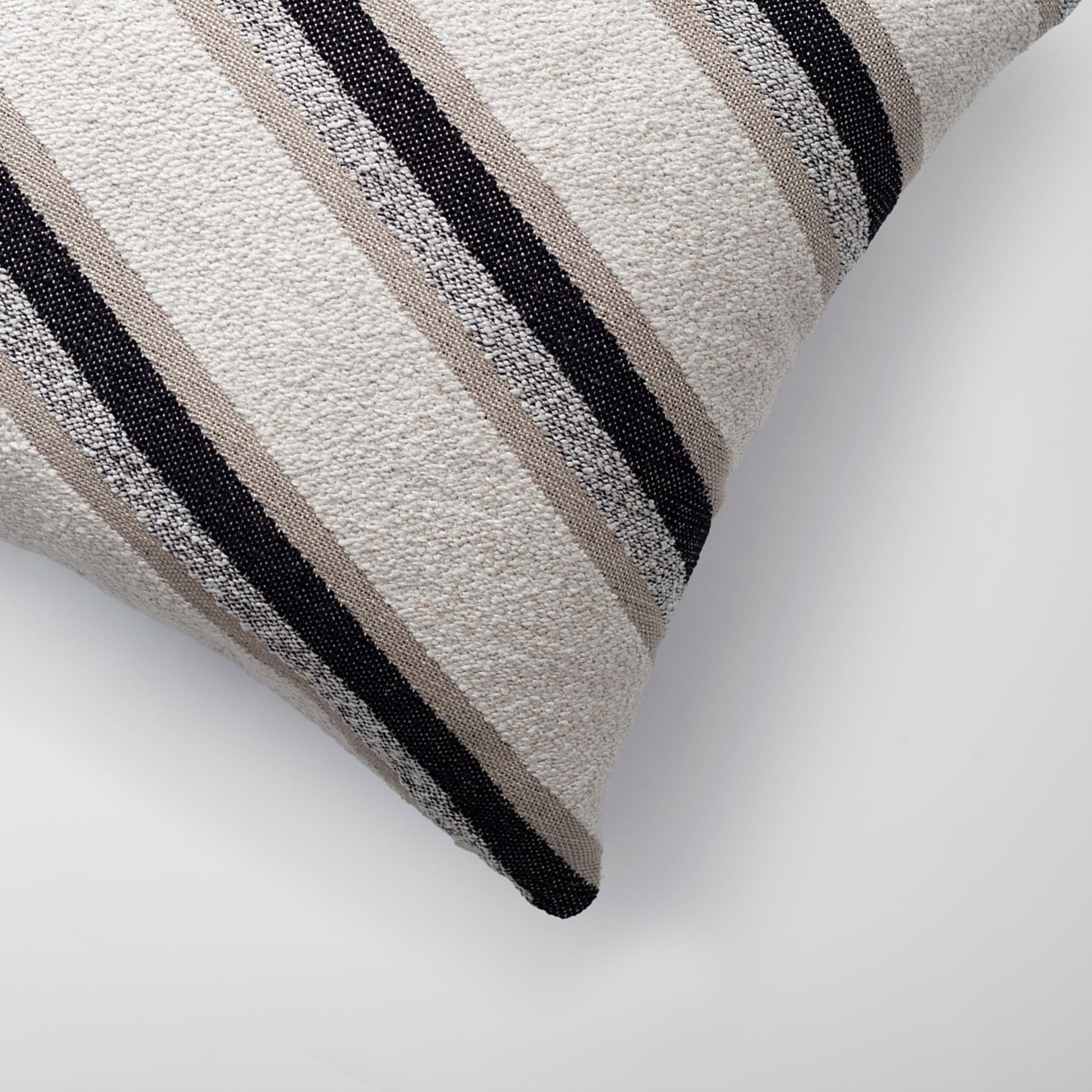Oblique | Black and White Striped Boucle Textured Square 20''x20'' Throw Pillow Cover