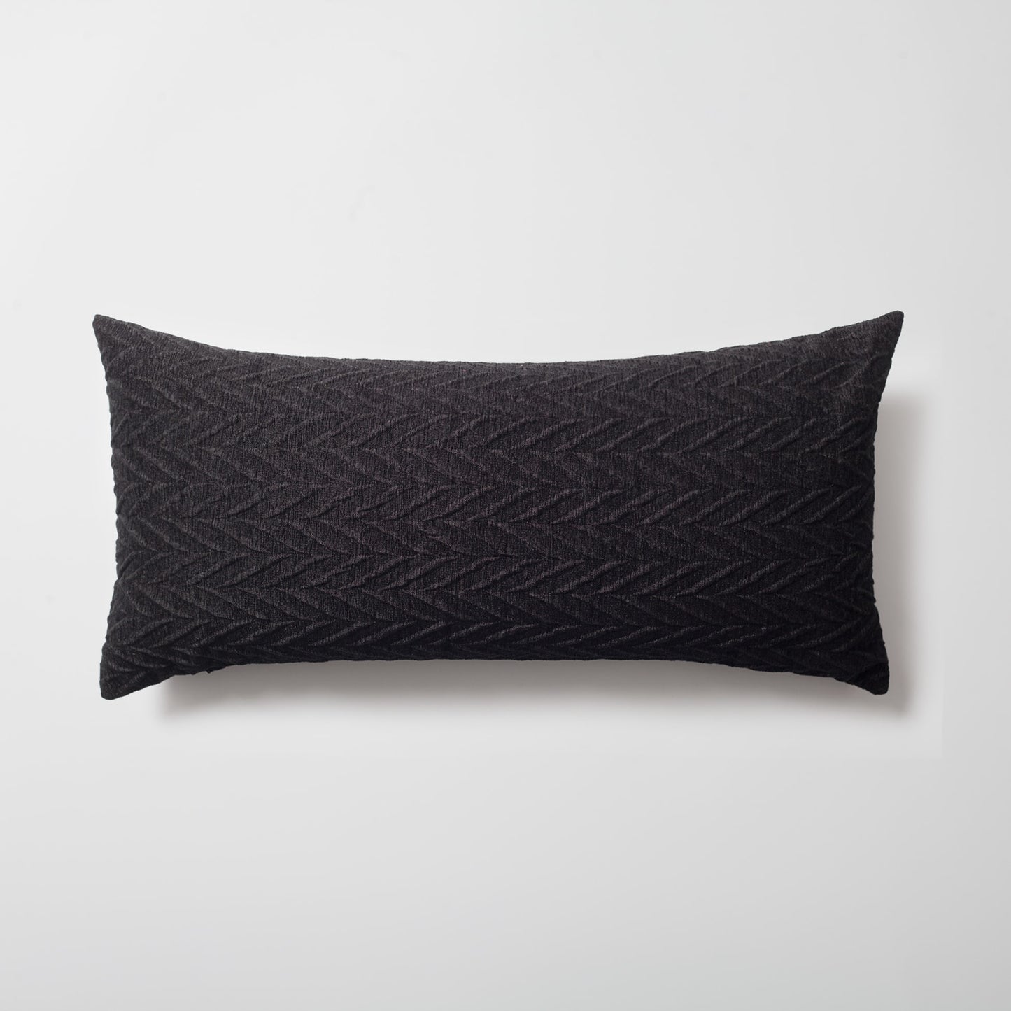 Cello | Black Textured Chevron Long Lumbar 14"x28" Throw Pillow Cover