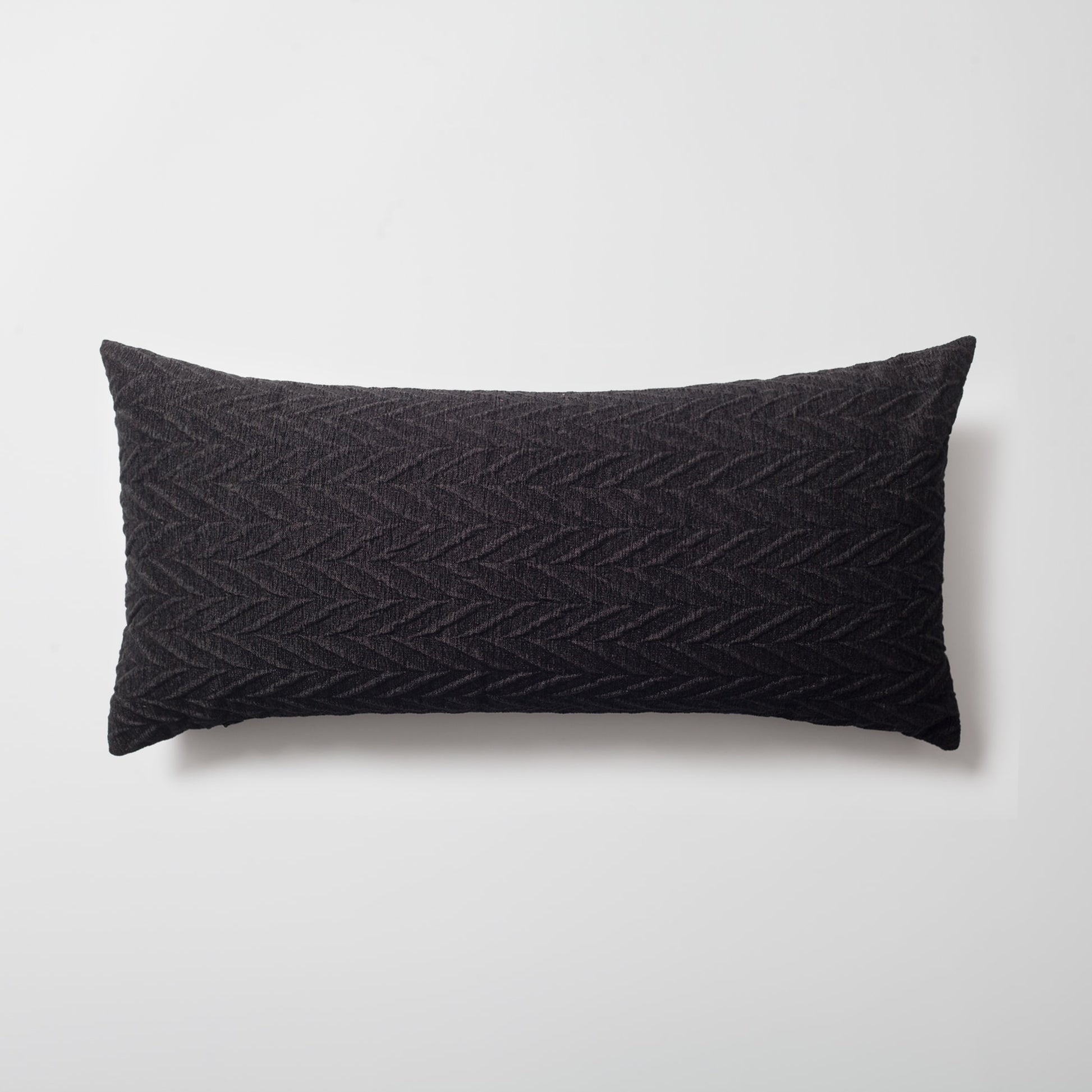 Cello | Black Textured Chevron Long Lumbar 14"x28" Throw Pillow Cover
