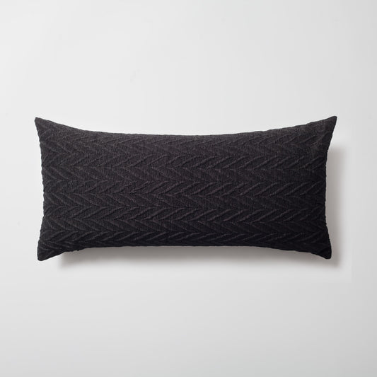 Cello | Black Textured Chevron Long Lumbar 14"x28" Throw Pillow Cover