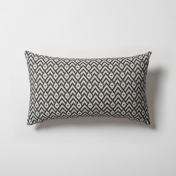 Black modern small-scale patterned lumbar throw pillow cover 12"x20"