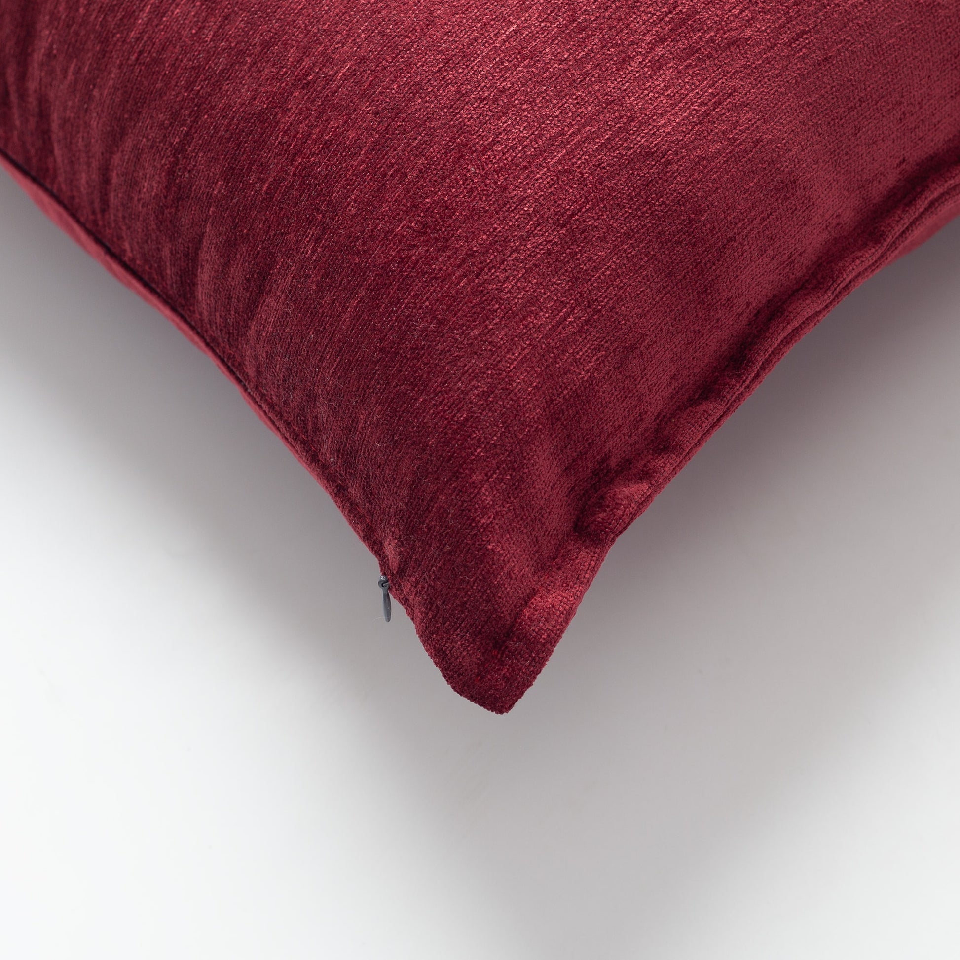 Eliza | Burgundy Textured Velvet-Look Flanged Square 20''x20'' Throw Pillow Cover