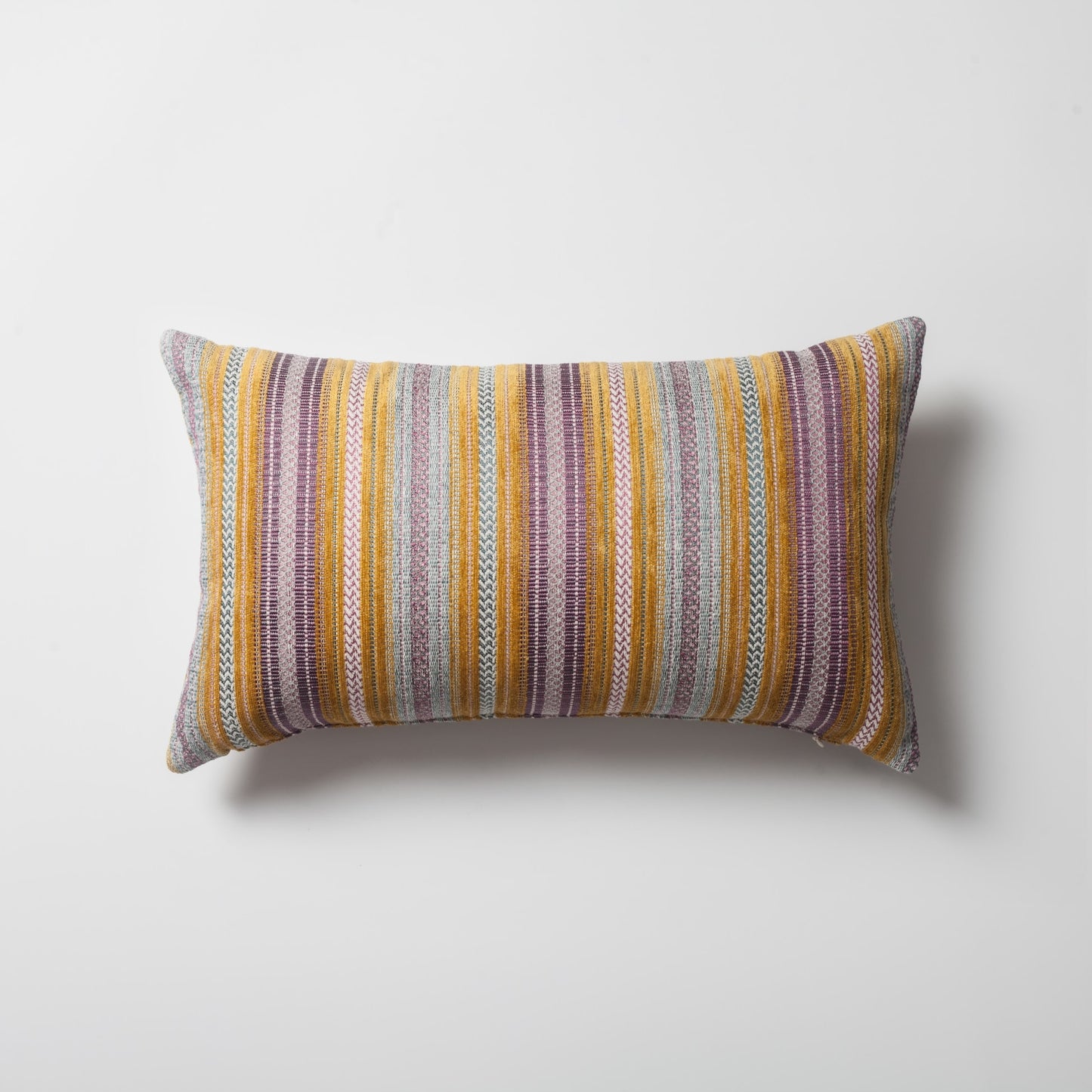 Boho | Yellow Woven Striped Pattern Textured Lumbar 12"x20'' Throw Pillow Cover
