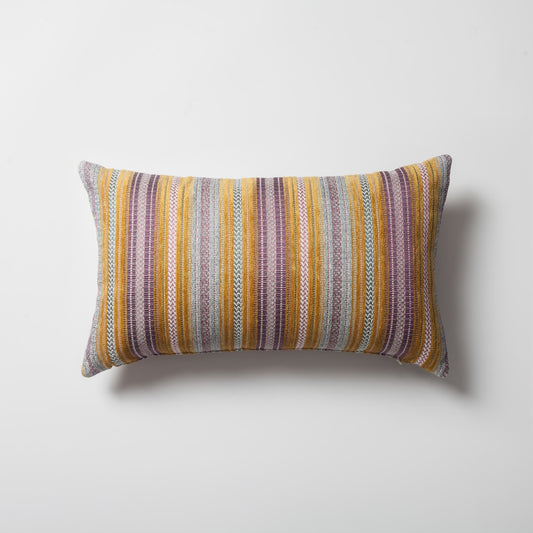 Boho | Yellow Woven Striped Pattern Textured Lumbar 12"x20'' Throw Pillow Cover