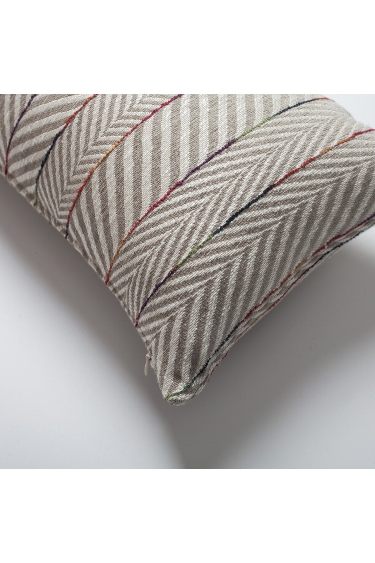 Sense | Neutral Beige Textured Herringbone Stripe Lumbar 12''x20'' Throw Pillow Cover