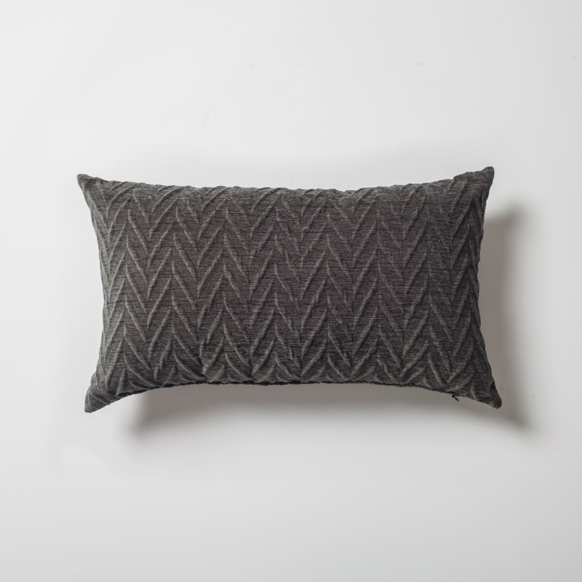 Cello | Dark Gray Textured Chevron Lumbar 12"x20" Throw Pillow Cover