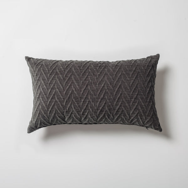 Dark gray textured chevron lumbar throw pillow cover 12"x20"