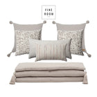 Loom Bed Runner & Pillow Covers | Set of 7 | Taupe White Gilda Sense Bedset