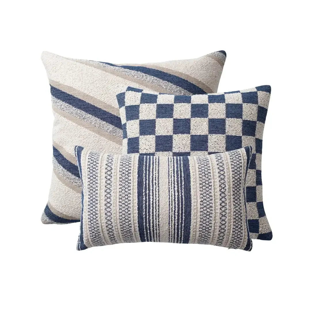 Oblique & Mojo | Set of 3 | Navy Blue Throw Pillow Covers
