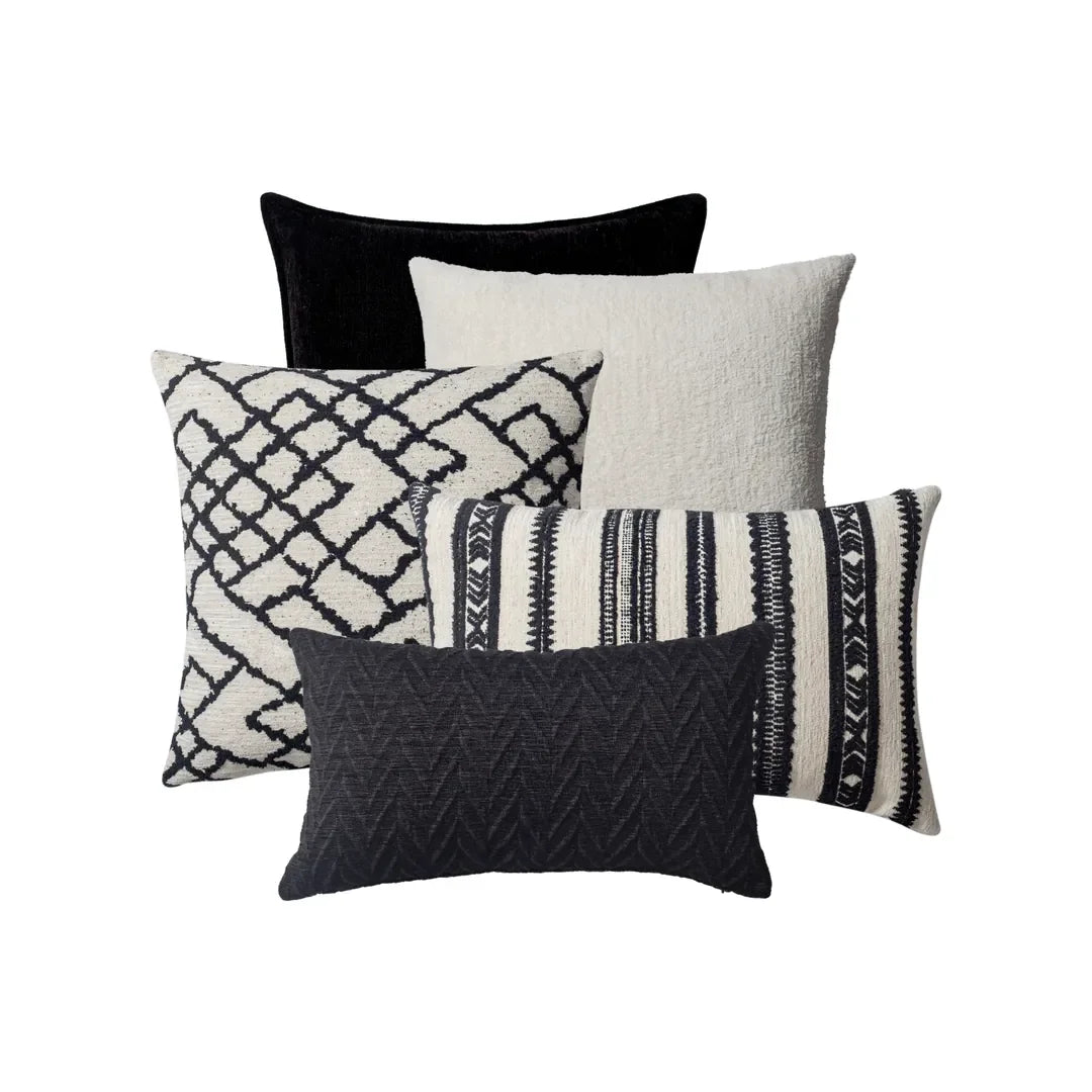 Sisam | Set of 5 | Black and White Throw Pillow Covers