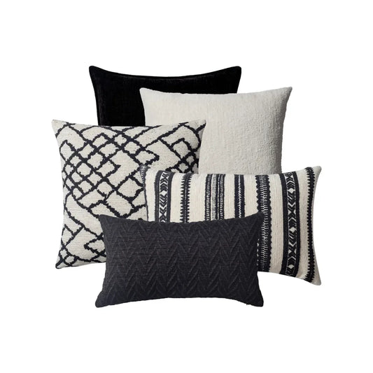 Sisam | Set of 5 | Black and White Throw Pillow Covers