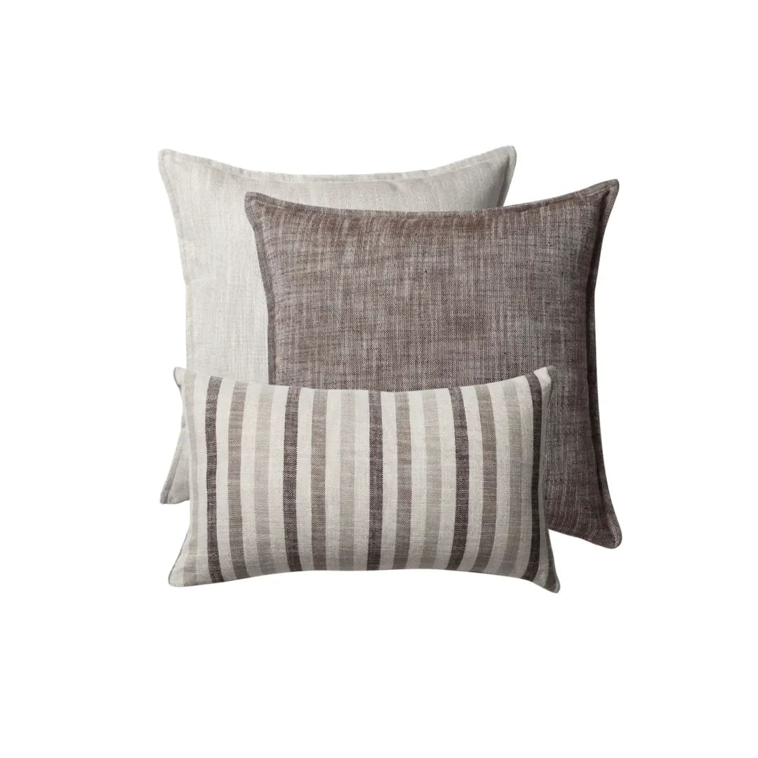 Porto & Capri | Set of 3 | Brown Linen Blend Throw Pillow Covers