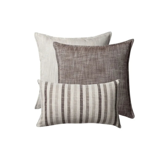 Porto & Capri | Set of 3 | Brown Linen Blend Throw Pillow Covers