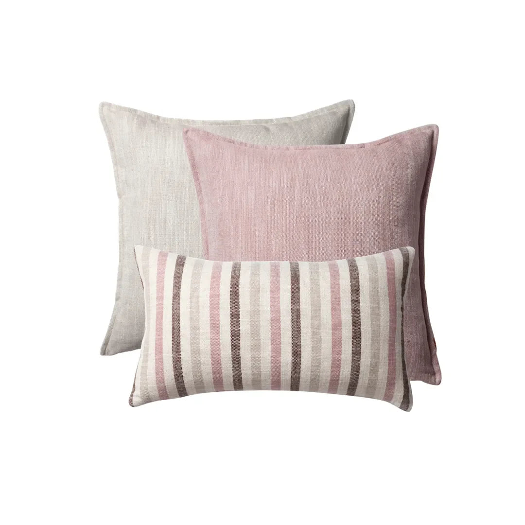 Porto & Capri | Set of 3 | Pink Linen Blend Throw Pillow Covers