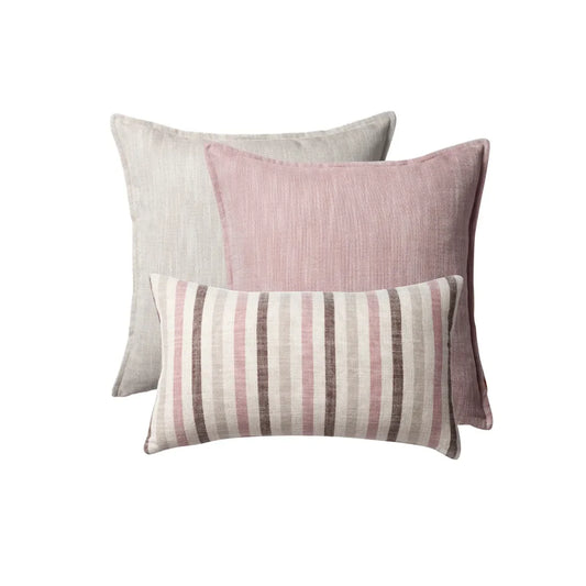 Porto & Capri | Set of 3 | Pink Linen Blend Throw Pillow Covers