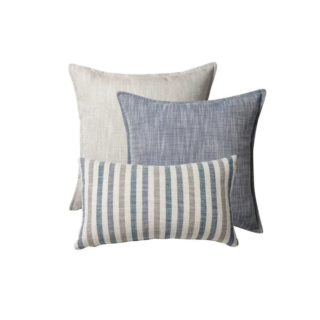 Porto & Capri | Set of 3 | Navy Blue Linen Blend Throw Pillow Covers