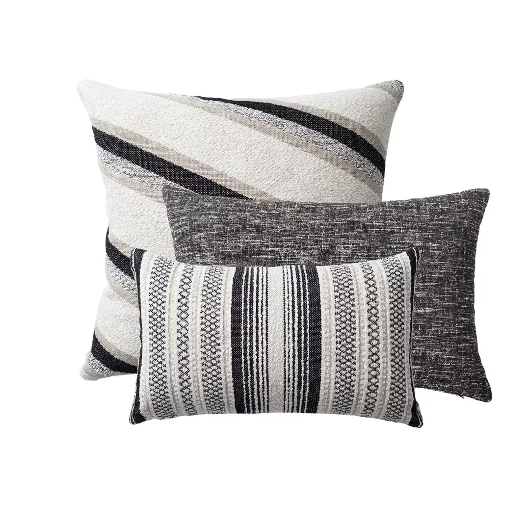 Oblique & Gobi | Set of 3 | Black and White Throw Pillow Covers
