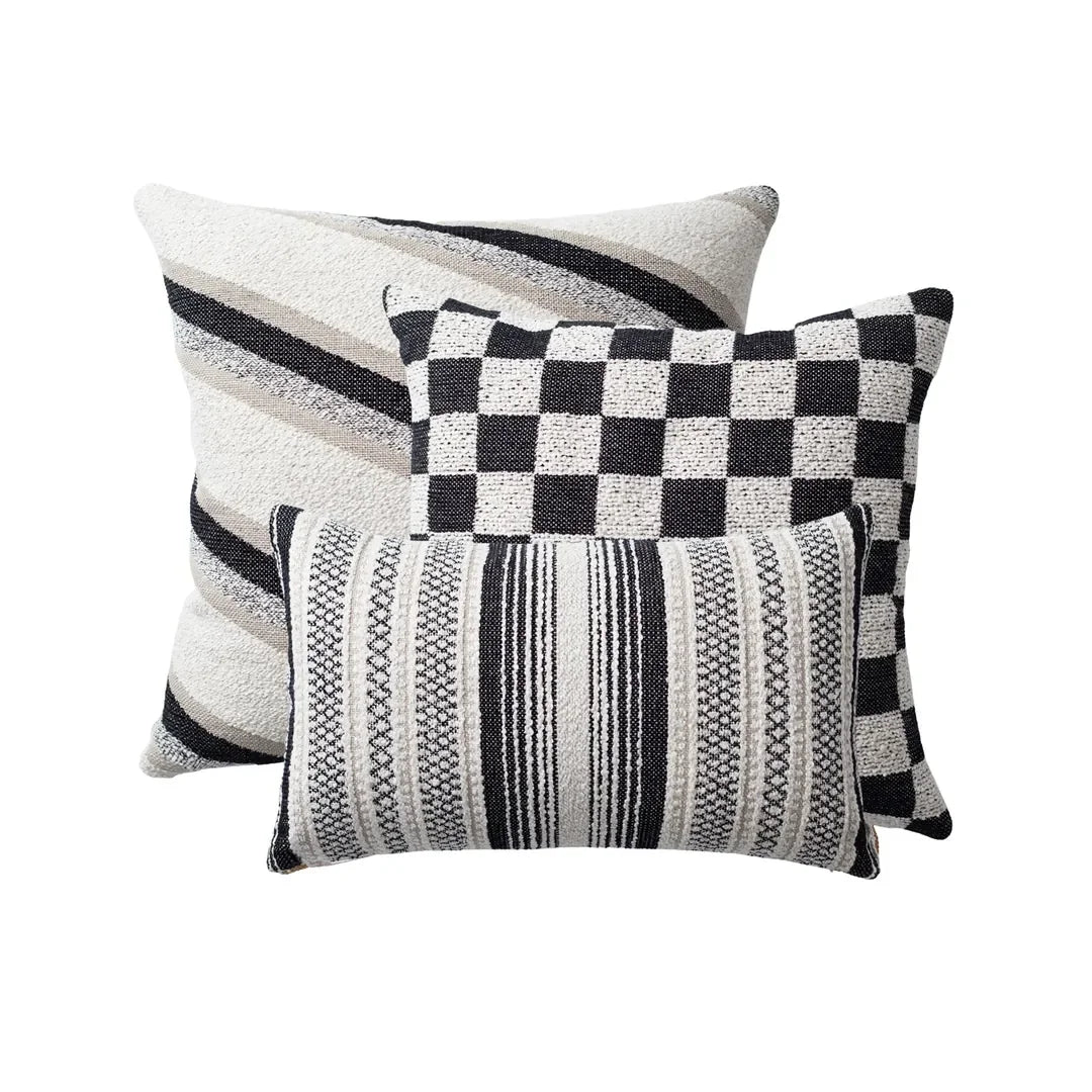 Oblique & Mojo | Set of 3 | Black and White Throw Pillow Covers